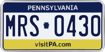 PA license plate MRS0430