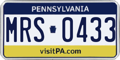 PA license plate MRS0433