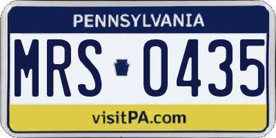 PA license plate MRS0435