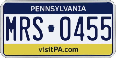 PA license plate MRS0455