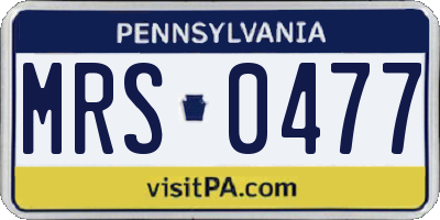 PA license plate MRS0477