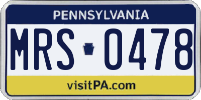 PA license plate MRS0478