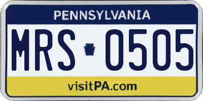 PA license plate MRS0505