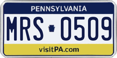 PA license plate MRS0509
