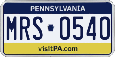 PA license plate MRS0540