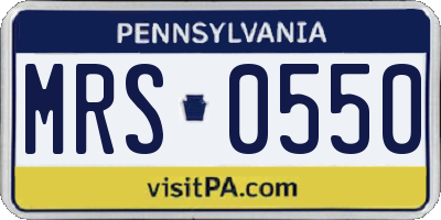 PA license plate MRS0550