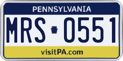 PA license plate MRS0551