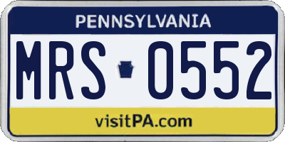 PA license plate MRS0552