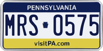 PA license plate MRS0575