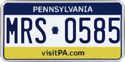 PA license plate MRS0585