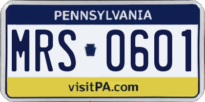 PA license plate MRS0601