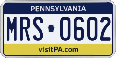 PA license plate MRS0602