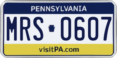 PA license plate MRS0607