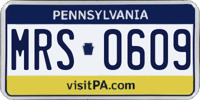PA license plate MRS0609