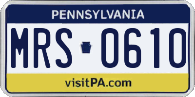 PA license plate MRS0610