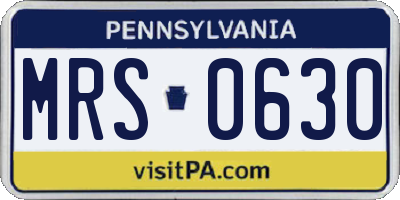 PA license plate MRS0630