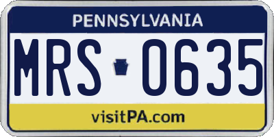 PA license plate MRS0635