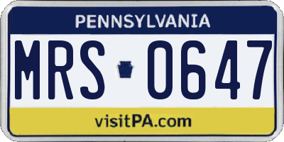 PA license plate MRS0647