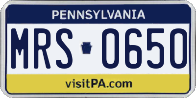 PA license plate MRS0650
