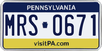 PA license plate MRS0671