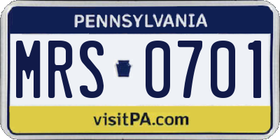 PA license plate MRS0701