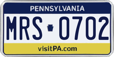 PA license plate MRS0702