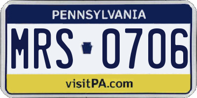 PA license plate MRS0706