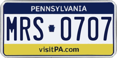 PA license plate MRS0707