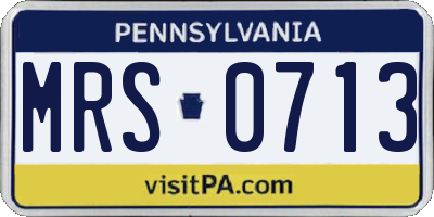 PA license plate MRS0713