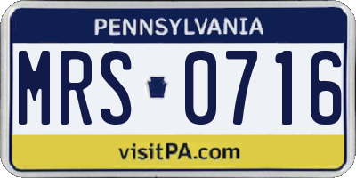 PA license plate MRS0716