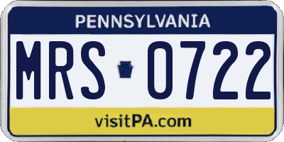 PA license plate MRS0722