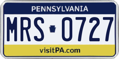 PA license plate MRS0727