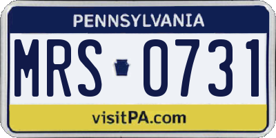 PA license plate MRS0731