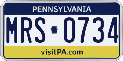 PA license plate MRS0734