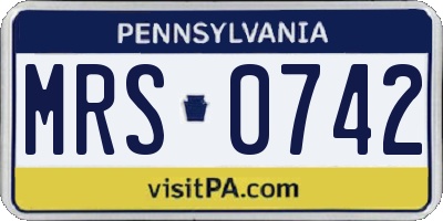 PA license plate MRS0742