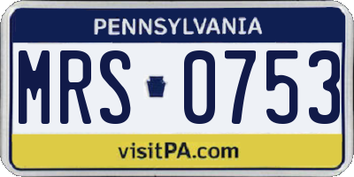 PA license plate MRS0753