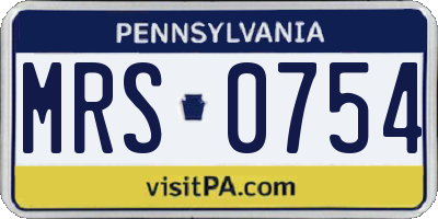 PA license plate MRS0754