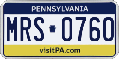 PA license plate MRS0760
