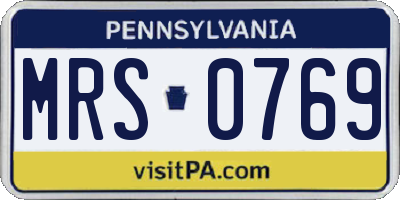 PA license plate MRS0769