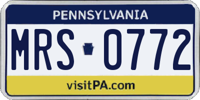 PA license plate MRS0772
