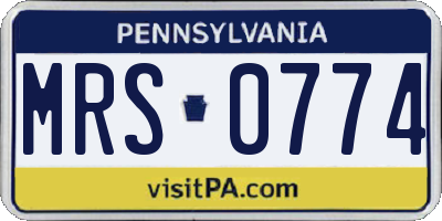 PA license plate MRS0774