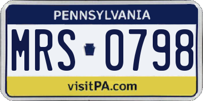 PA license plate MRS0798