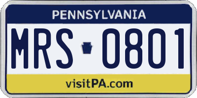 PA license plate MRS0801
