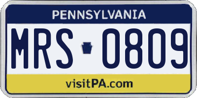 PA license plate MRS0809