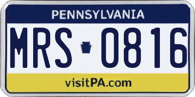 PA license plate MRS0816