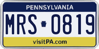 PA license plate MRS0819