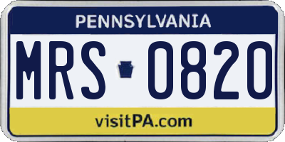 PA license plate MRS0820