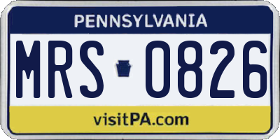 PA license plate MRS0826