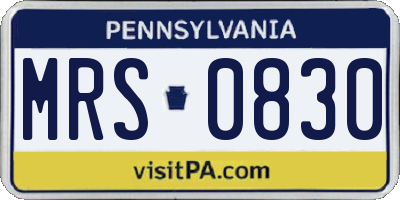 PA license plate MRS0830