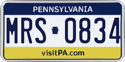 PA license plate MRS0834